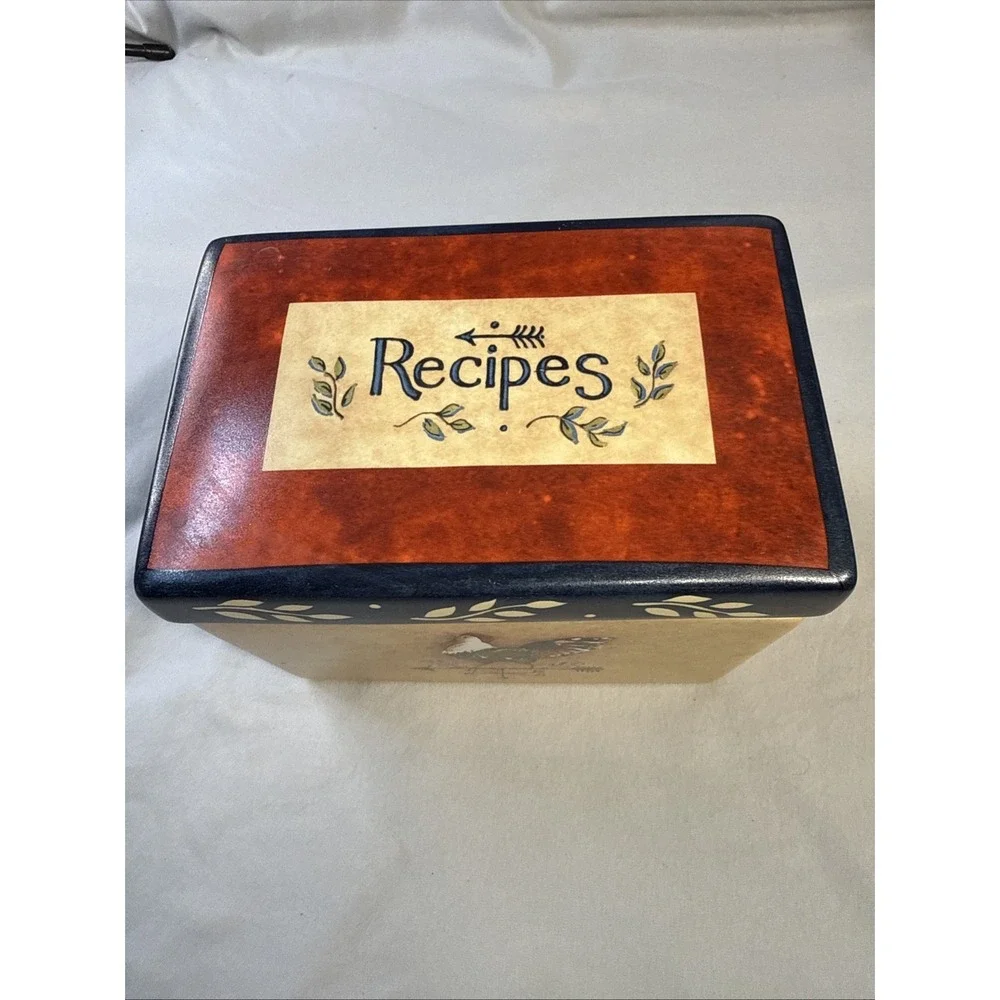 Susan Winget Certified International Ceramic Rooster Recipe Box